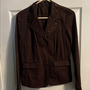 Daisy Fuentes Dark Brown Studded Blazer